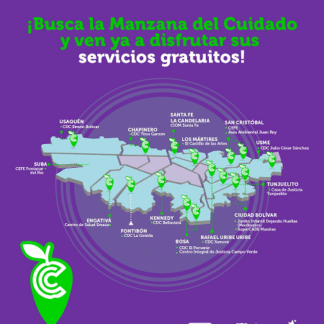 Las manzanas del cuidado, son espacios físicos en Bogotá que forman parte del Sistema Distrital de Cuidado, donde personas cuidadoras y sus familias pueden acceder a servicios gratuitos para el cuidado, la formación, el respiro, la generación de ingresos, y el desarrollo de capacidades
